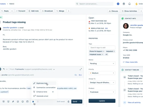 L'intelligenza artificiale nel ticketing Freddy AI per Freshdesk