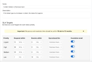 SLA Targeting Freshservice